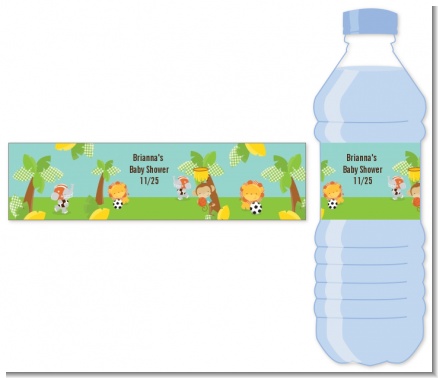 Team Safari - Personalized Baby Shower Water Bottle Labels