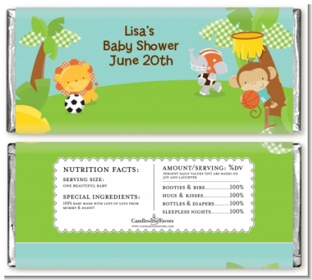 Team Safari - Personalized Baby Shower Candy Bar Wrappers