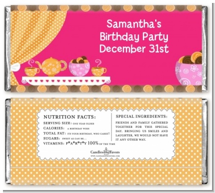 Tea Party - Personalized Birthday Party Candy Bar Wrappers