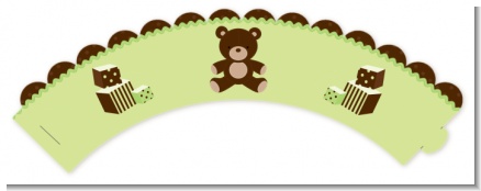 Teddy Bear Neutral - Birthday Party Cupcake Wrappers