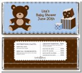 Teddy Bear Blue - Personalized Baby Shower Candy Bar Wrappers