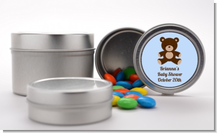 Teddy Bear Blue - Custom Baby Shower Favor Tins