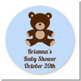 Teddy Bear Blue - Round Personalized Baby Shower Sticker Labels Teddy Bear Blue - Round Personalized Baby Shower Sticker Labels