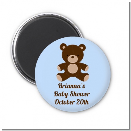 Teddy Bear Blue - Personalized Baby Shower Magnet Favors