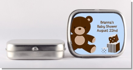Teddy Bear Blue - Personalized Baby Shower Mint Tins