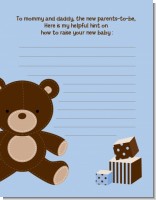 Teddy Bear Blue - Baby Shower Notes of Advice