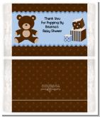 Teddy Bear Blue - Personalized Popcorn Wrapper Baby Shower Favors