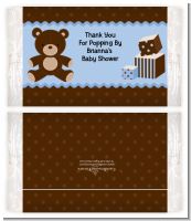 Teddy Bear Blue - Personalized Popcorn Wrapper Baby Shower Favors