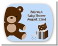 Teddy Bear Blue - Personalized Baby Shower Rounded Corner Stickers thumbnail