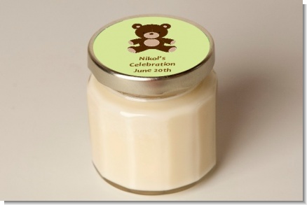 Teddy Bear Neutral - Baby Shower Personalized Candle Jar