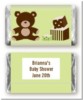 Teddy Bear Neutral - Personalized Baby Shower Mini Candy Bar Wrappers