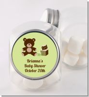 Teddy Bear Neutral - Personalized Baby Shower Candy Jar
