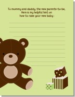 Teddy Bear Neutral - Baby Shower Notes of Advice