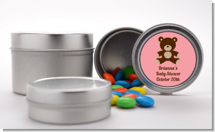Teddy Bear Pink - Custom Baby Shower Favor Tins
