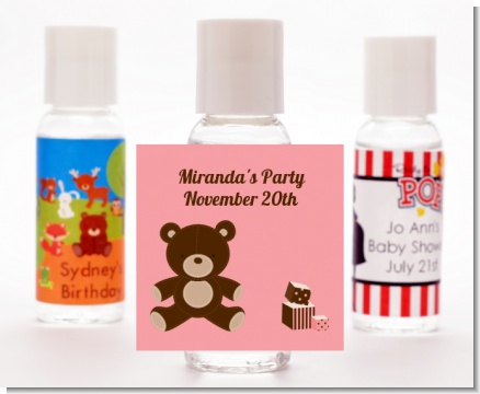 Teddy Bear Pink - Personalized Baby Shower Hand Sanitizers Favors