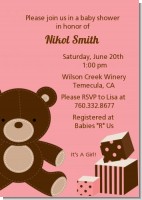 Teddy Bear Pink - Baby Shower Invitations