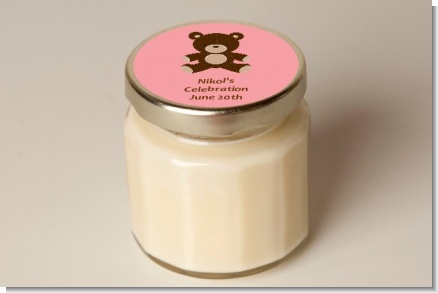 Teddy Bear Pink - Baby Shower Personalized Candle Jar