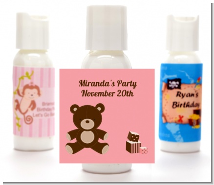 Teddy Bear Pink - Personalized Baby Shower Lotion Favors