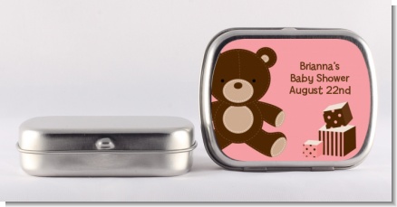 Teddy Bear Pink - Personalized Baby Shower Mint Tins