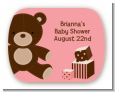 Teddy Bear Pink - Personalized Baby Shower Rounded Corner Stickers thumbnail