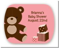 Teddy Bear Pink - Personalized Baby Shower Rounded Corner Stickers