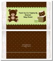 Teddy Bear Neutral - Personalized Popcorn Wrapper Baby Shower Favors