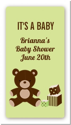 Teddy Bear Neutral - Custom Rectangle Baby Shower Sticker/Labels