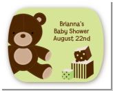 Teddy Bear Neutral - Personalized Baby Shower Rounded Corner Stickers