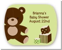Teddy Bear Neutral - Personalized Baby Shower Rounded Corner Stickers