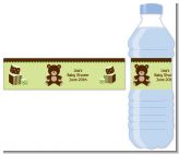 Teddy Bear Neutral - Personalized Baby Shower Water Bottle Labels