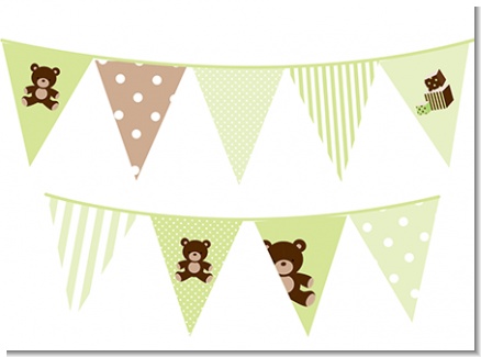 Teddy Bear Neutral - Baby Shower Themed Pennant Set