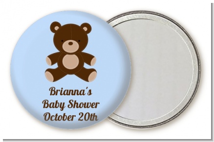 Teddy Bear Blue - Personalized Baby Shower Pocket Mirror Favors