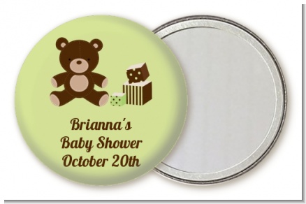 Teddy Bear Neutral - Personalized Baby Shower Pocket Mirror Favors