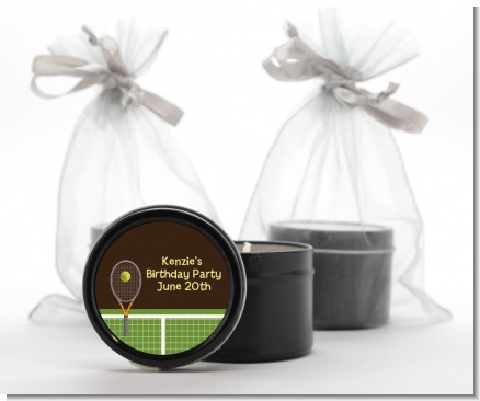 Tennis - Birthday Party Black Candle Tin Favors