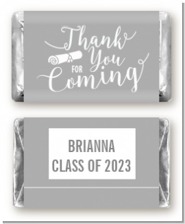 Thank You For Coming Gray - Personalized Graduation Party Mini Candy Bar Wrappers