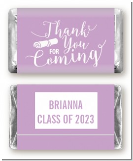 Thank You For Coming Lavender - Personalized Graduation Party Mini Candy Bar Wrappers
