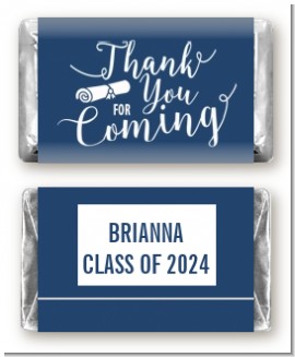 Thank You For Coming Navy Blue - Personalized Graduation Party Mini Candy Bar Wrappers