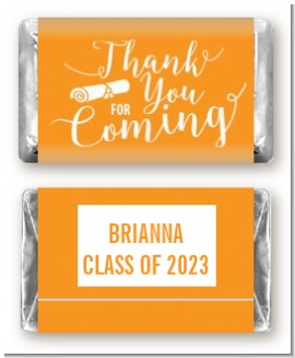 Thank You For Coming Orange - Personalized Graduation Party Mini Candy Bar Wrappers