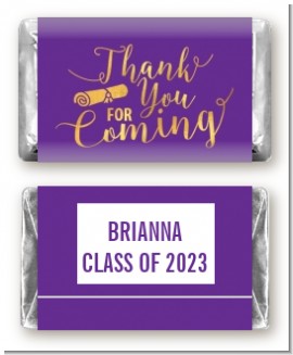 Thank You For Coming Purple Gold - Personalized Graduation Party Mini Candy Bar Wrappers