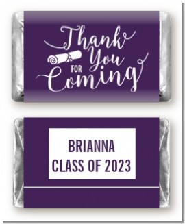 Thank You For Coming Purple - Personalized Graduation Party Mini Candy Bar Wrappers