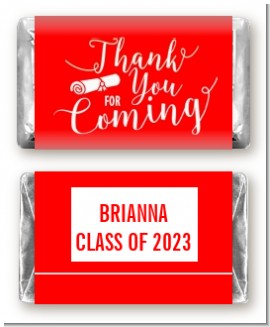 Thank You For Coming Red - Personalized Graduation Party Mini Candy Bar Wrappers