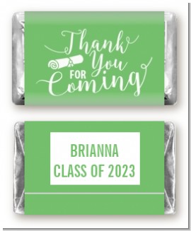 Thank You For Coming Sage - Personalized Graduation Party Mini Candy Bar Wrappers
