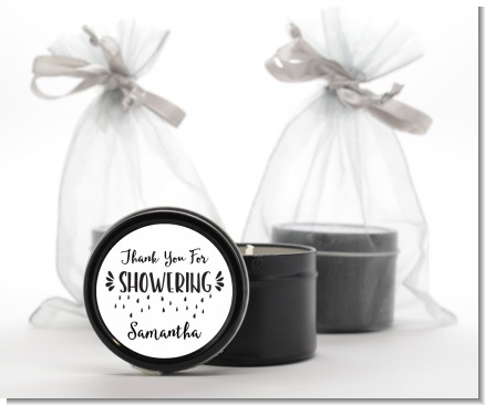 Thank You For Showering - Bridal Shower Black Candle Tin Favors