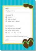 Flip Flops Boy Pool Party - Birthday Party Fill In Thank You Cards