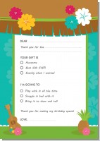 Luau Friends - Birthday Party Fill In Thank You Cards