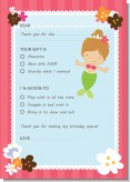 Mermaid Brown Hair - Birthday Party Fill In Thank You Cards