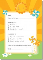 You Are My Sunshine - Birthday Party Fill In Thank You Cards