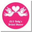 The Love Birds - Round Personalized Bridal Shower Sticker Labels thumbnail