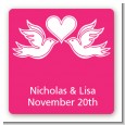 The Love Birds - Square Personalized Bridal Shower Sticker Labels thumbnail