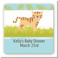 Tiger - Square Personalized Baby Shower Sticker Labels